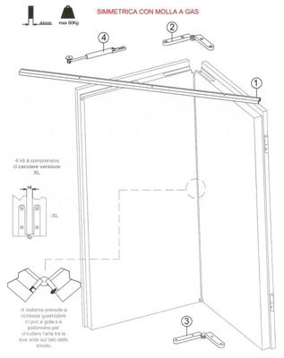 KIT PER PORTA PIEGHEVOLE SIMMETRICA XL A SPINGERE 1000 MM