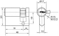 MEZZO CILINDRO IN OTTONE DA 40 (30+10) K5 NICHELSAT