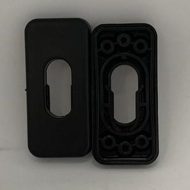 BORCHIA OVALE IN NYLON RAL 9010 CON BASE PER CILINDRO OVALE