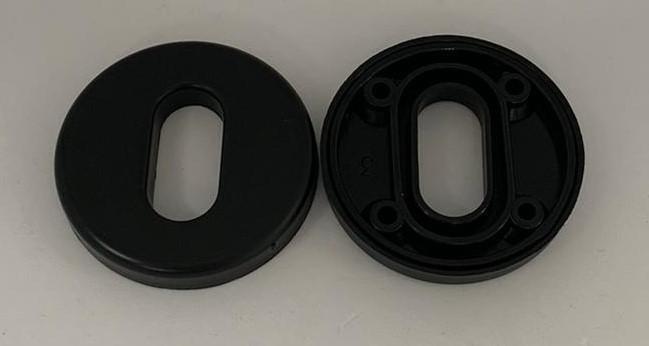 BORCHIA TONDA IN NYLON RAL 9010 CON BASE PER CILINDRO OVALE