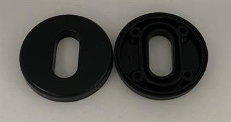 BORCHIA TONDA IN NYLON RAL 9010 CON BASE PER CILINDRO OVALE