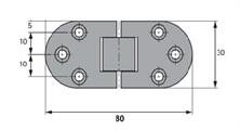 CERNIERA A BISCOTTO IN OTTONE CON FERMO 30X80 CROMO