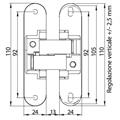 CERNIERA INVISIBILE REGOLABILE IN 3 ASSI 110X62 ORO
