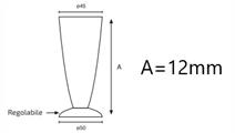 PIEDINO CONICO IN PLASTICA H 12 CM CROMO