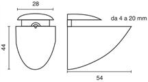 REGGIMENSOLA PER PIANI IN VETRO DA 4 A 20mm 54MM CROMATO