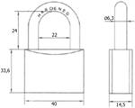 LUCCHETTO IN OTTONE MM.40