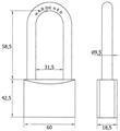 LUCCHETTO IN OTTONE ARCO LUNGO MM.60