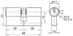 CILINDRO OTTONE 3 CHIAVI MM.60 (30+30) NICHELSAT