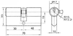 CILINDRO OTTONE 3 CHIAVI MM.70 (30+40) NICHELSAT