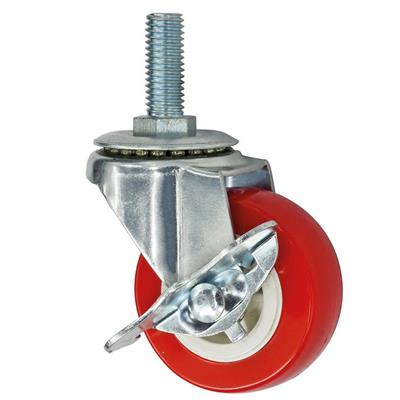 RUOTA IN PVC ROSSA MM 50 C/PERNO M10x25 C/FRENO