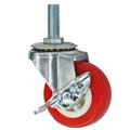 RUOTA IN PVC ROSSA MM 50 C/PERNO M10x25 C/FRENO