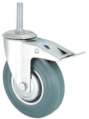 RUOTA IND.IN GOMMA GRIGIA MM 100 C/PERNO M12x45 C/FRENO