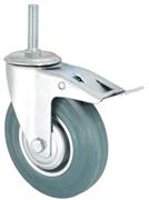 RUOTA IND.IN GOMMA GRIGIA MM 100 C/PERNO M12x45 C/FRENO