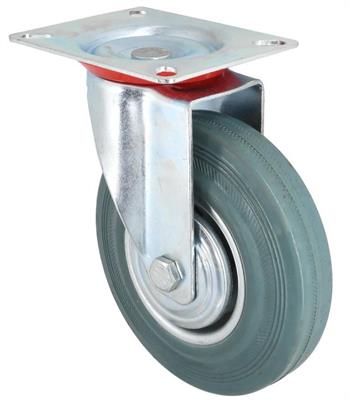 RUOTA IND.IN GOMMA GRIGIA MM 100 C/PIASTRA GIREVOLE