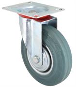 RUOTA IND.IN GOMMA GRIGIA MM 125 C/PIASTRA GIREVOLE