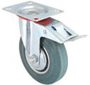 RUOTA IND.IN GOMMA GRIGIA MM 85 C/PIASTRA GIREVOLE C/FRENO