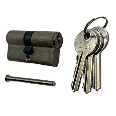 CILINDRO IN OTTONE 3 CHIAVI MM.90 (30+60) NICHELSAT