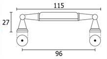 MANIGLIA IN CERAMICA SENZA DECORO 96MM AVORIO