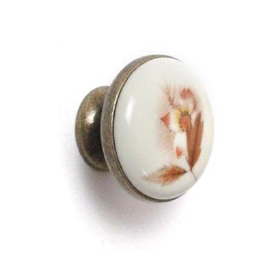 POMOLO TONDO IN CERAMICA CON DECORO 30MM AVORIO